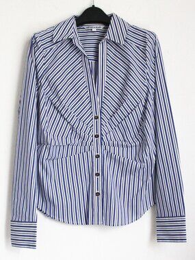 NEW VERONICA BEARD Joelle Striped Cotton Shirt, Multiple size